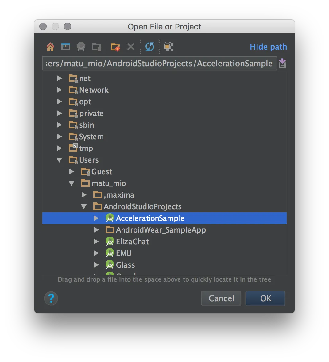Project Folder Selection